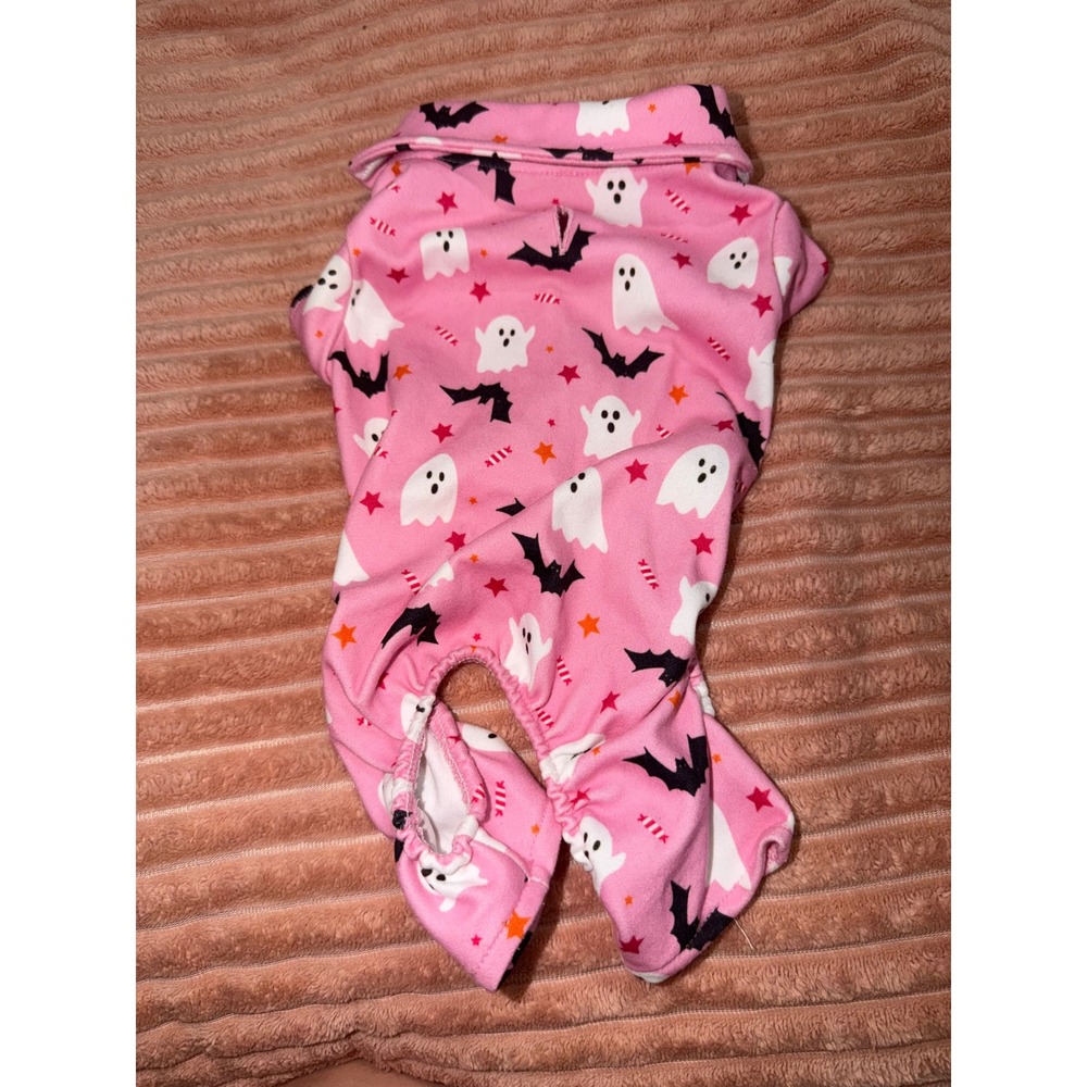 Pink Halloween Ghost Bat Print Pet Pajamas Dog PJs XS Spooky Season Pajama